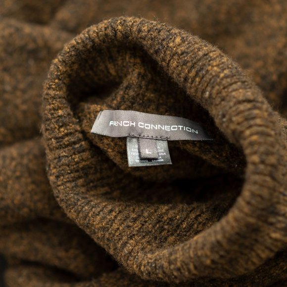 French Connection Brown Turtleneck Long Sleeve Knit Sweater Pullover Wool Blend - Picture 3 of 3